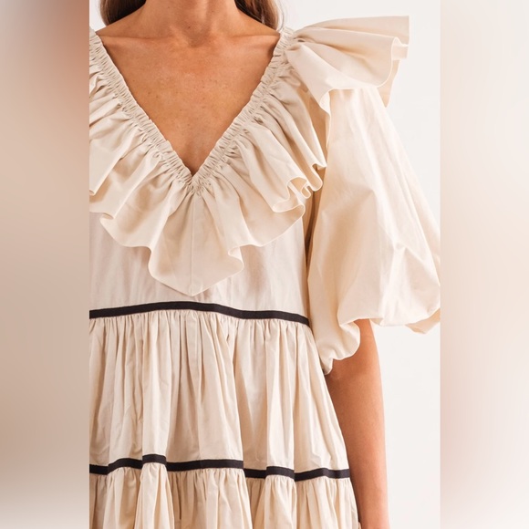 NWT Sofie the Label | Hazel Mini Dress Cream and Black Ruffle | Coquette Girl - Picture 7 of 11